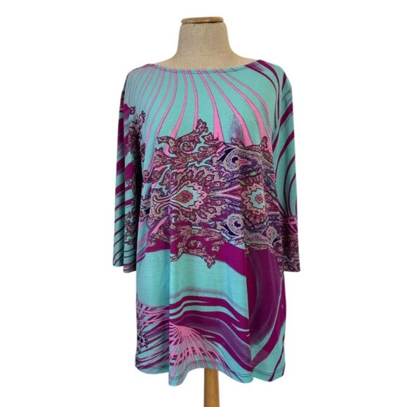 Clara Sunwoo Large 3/4 Sleeve Scoop Neck Tunic - Picture 1 of 8